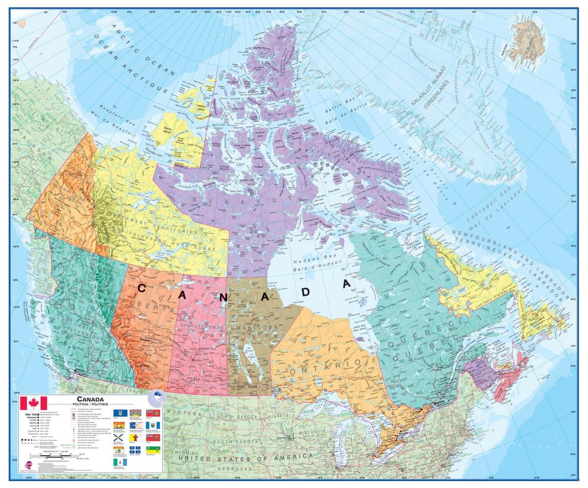 Mapa do país Canadá