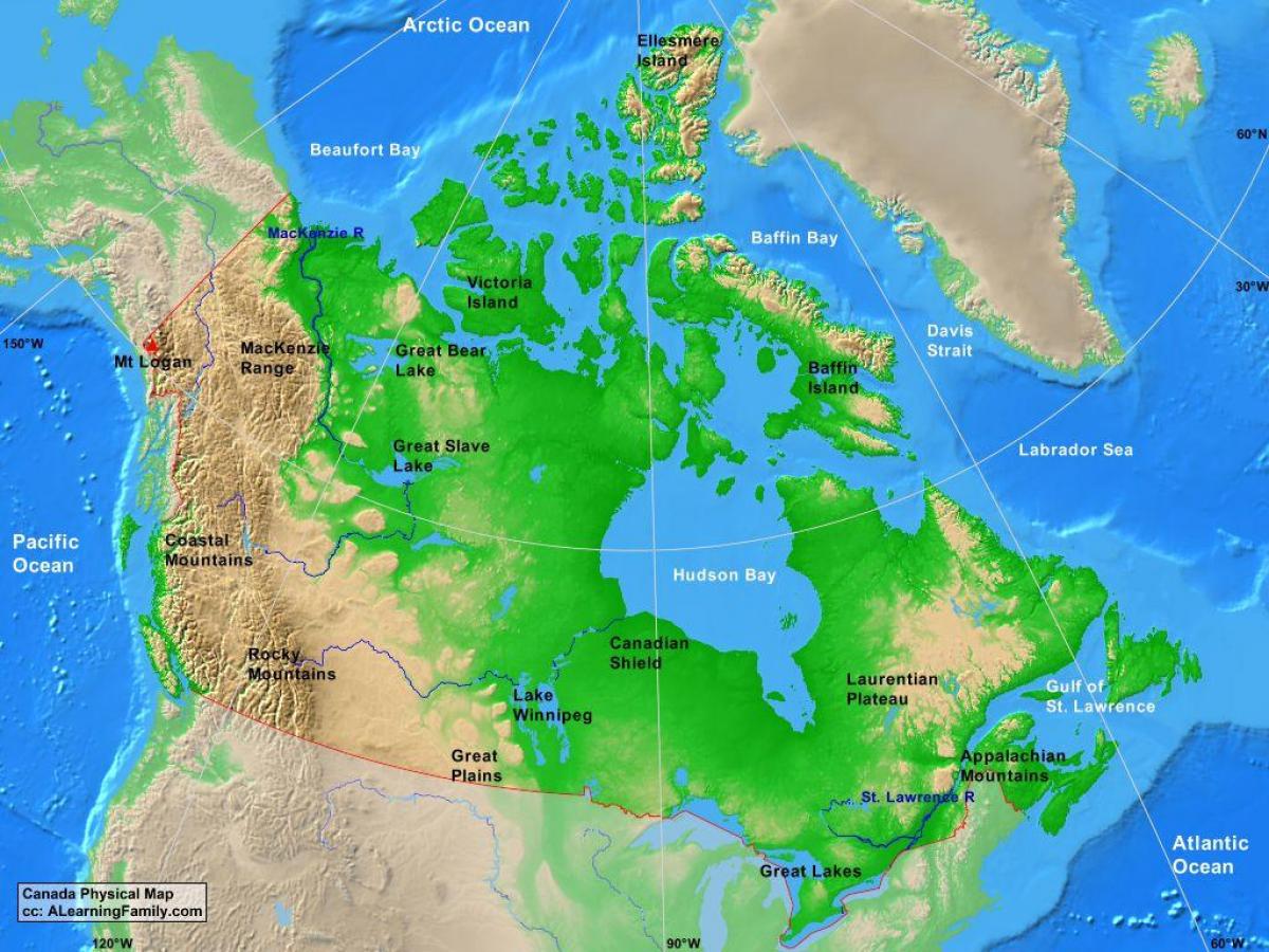 Mapa das Montanhas no Canadá