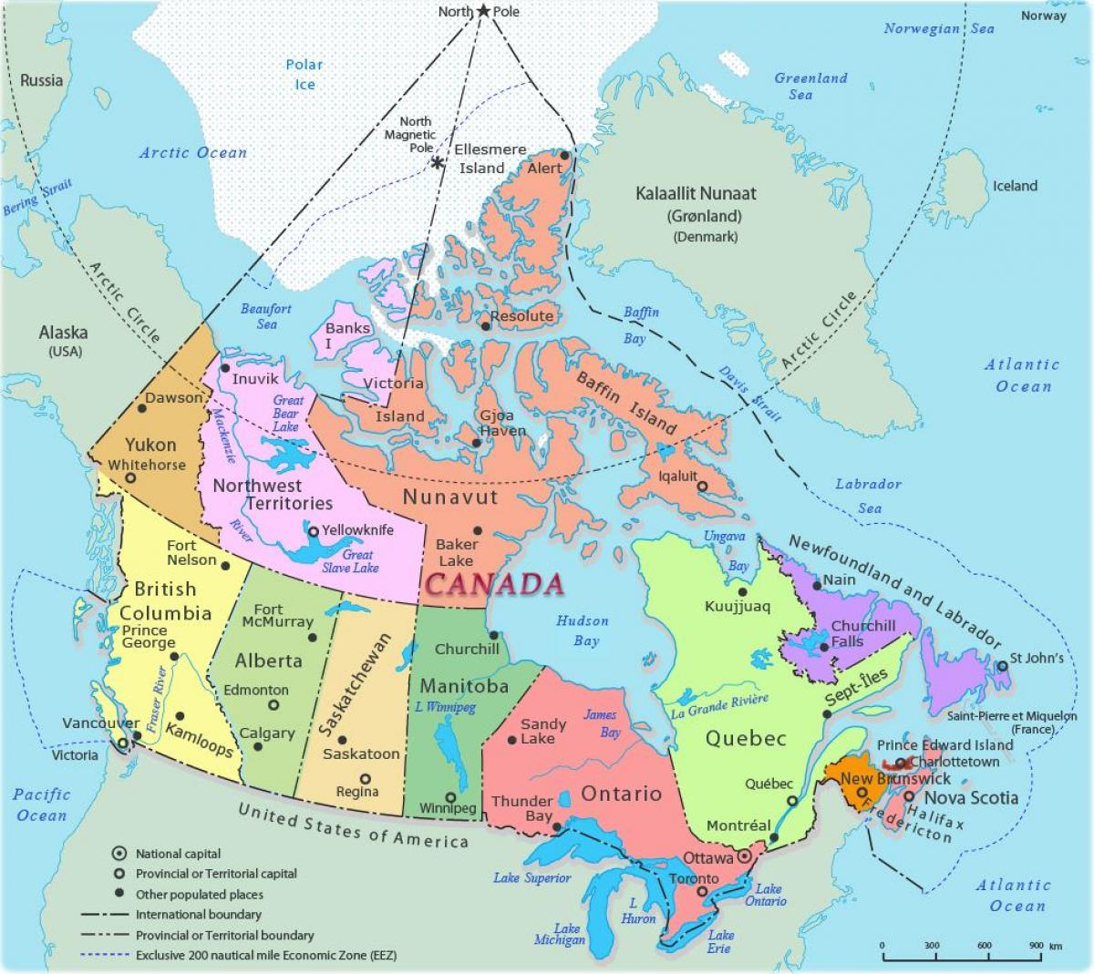 Canadá em um mapa