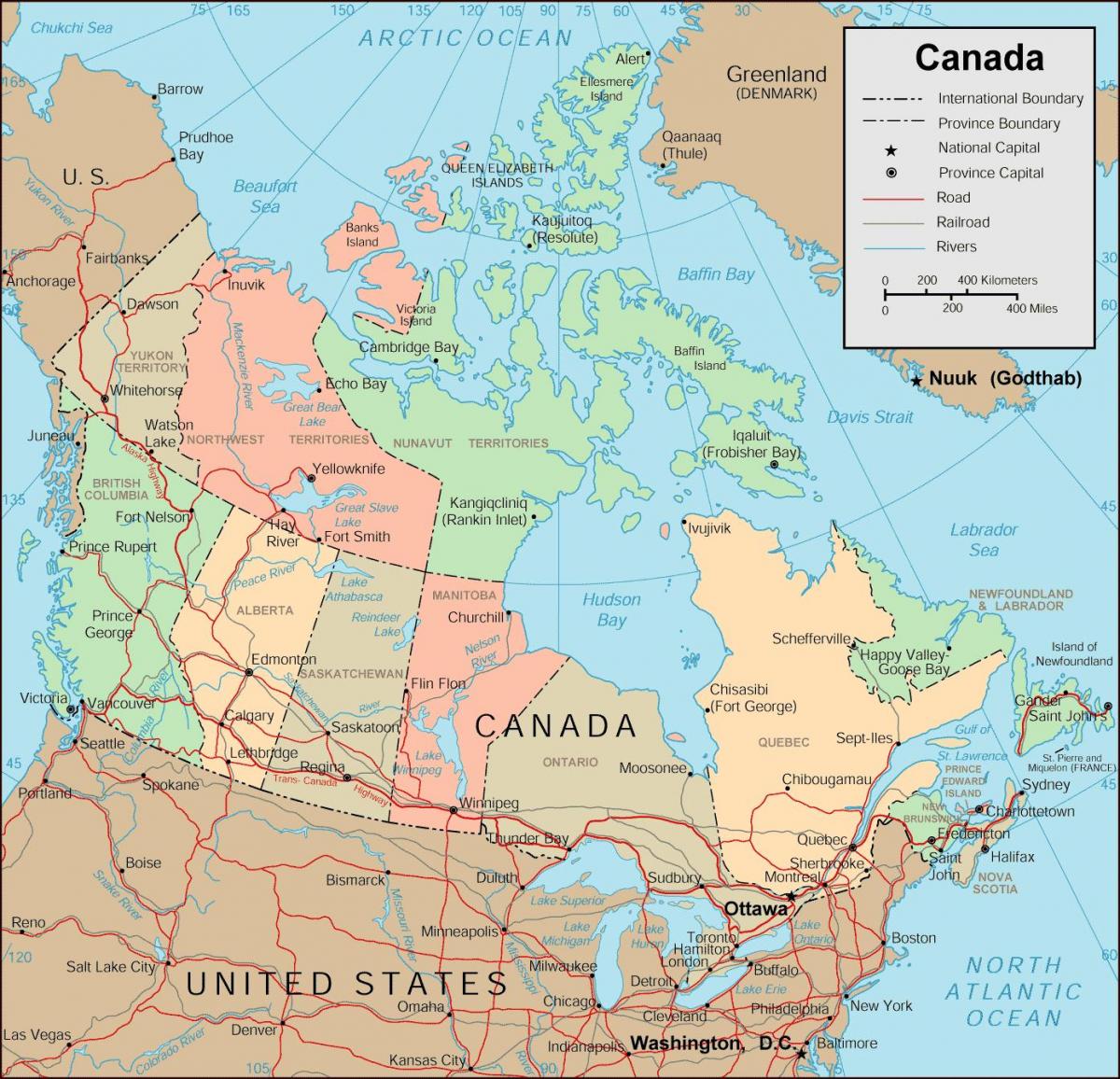 Mapa das auto-estradas do Canadá