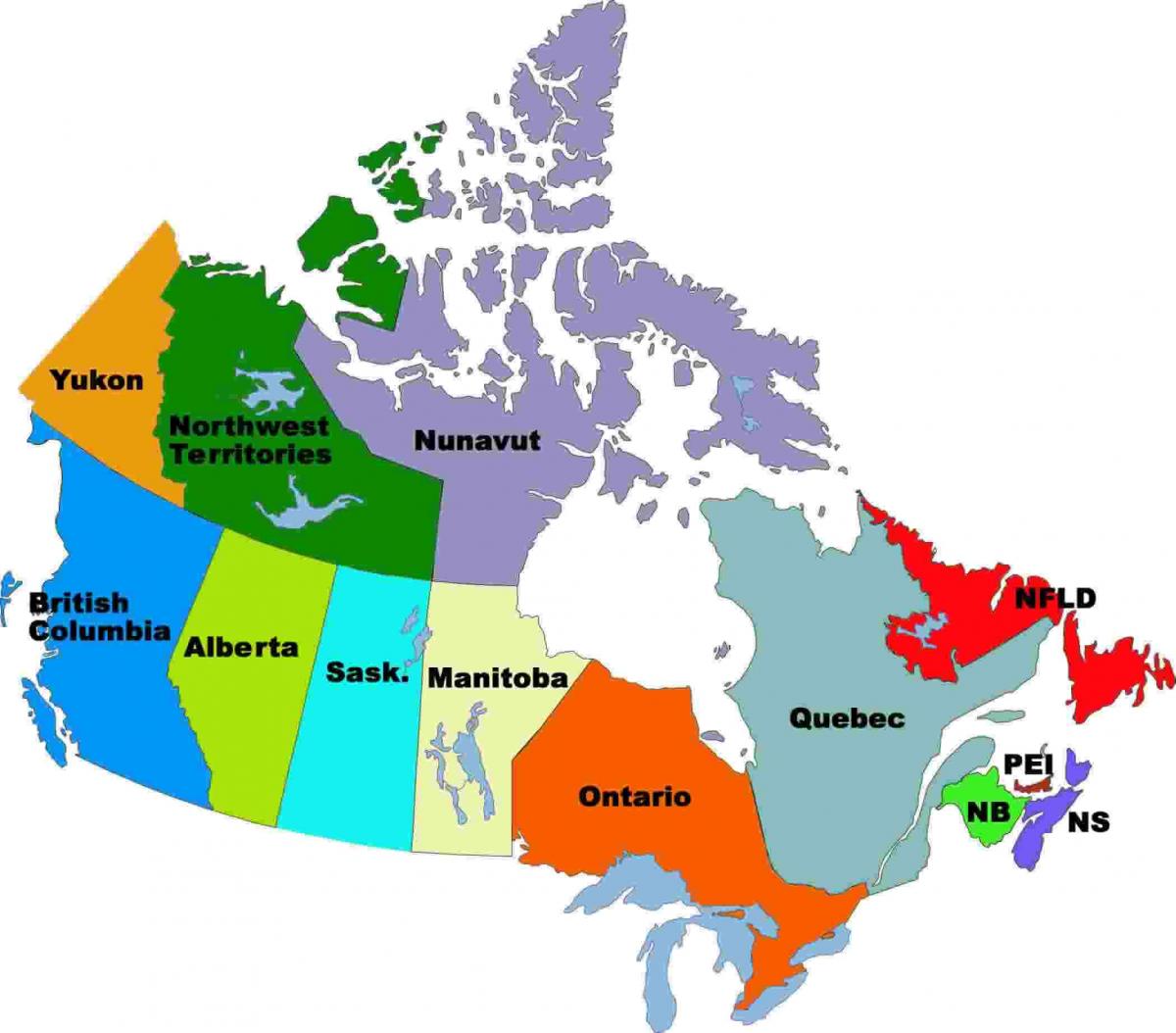 Mapa do estado do Canadá