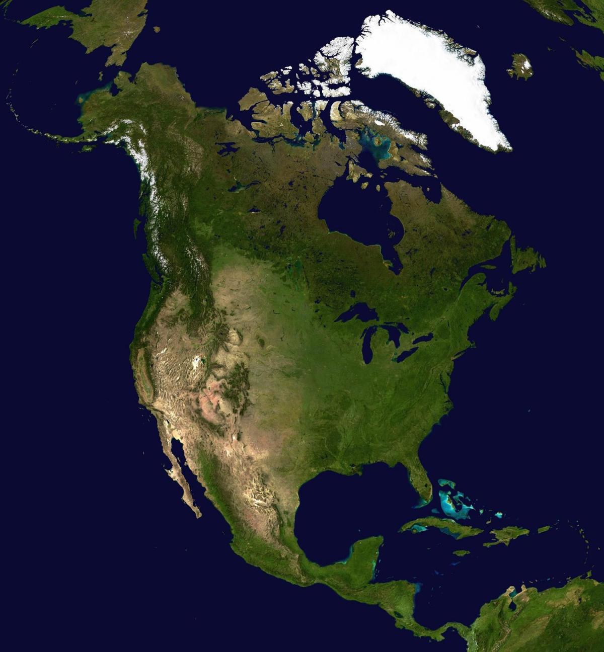 Mapa de vista aérea do Canadá