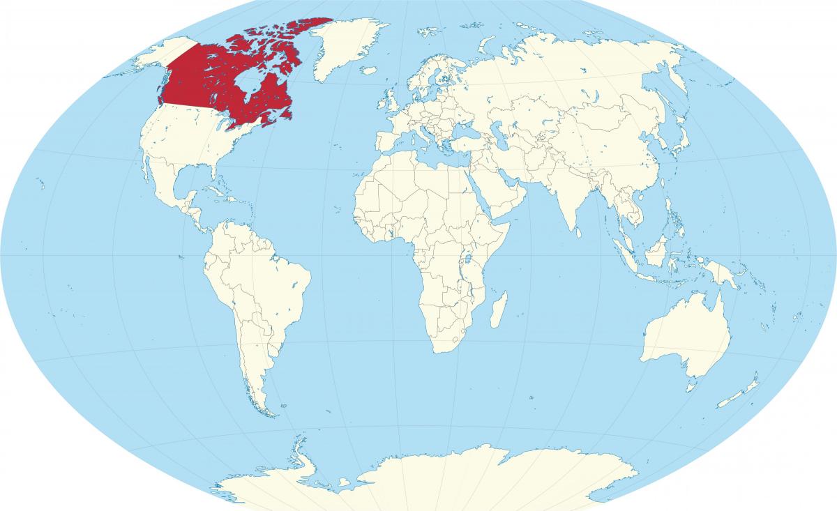 Localização do Canadá no mapa do mundo