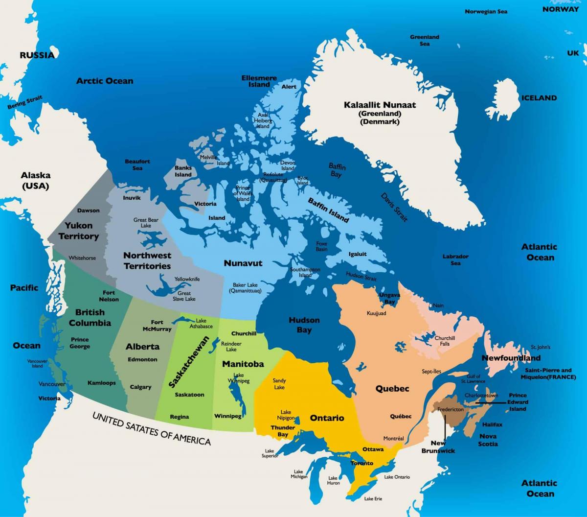 Mapa administrativo do Canadá